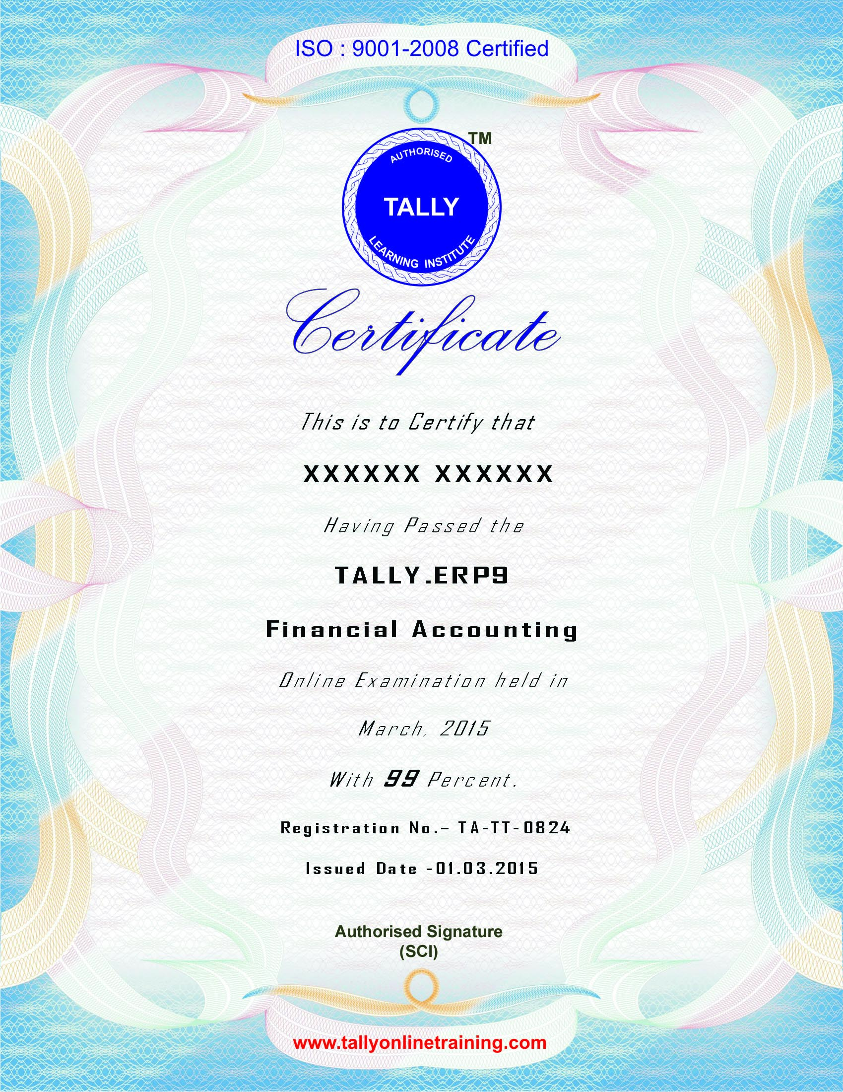 Tally Online Test Certificate